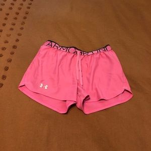 Pink under armour athletic shorts